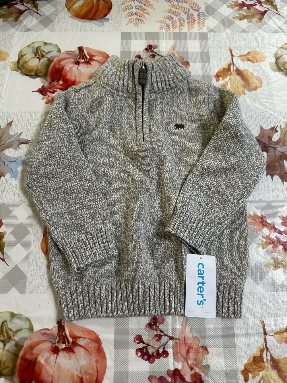 Carter’s Baby Boy 24M Gray Quarter Zip Knit Sweater NWT